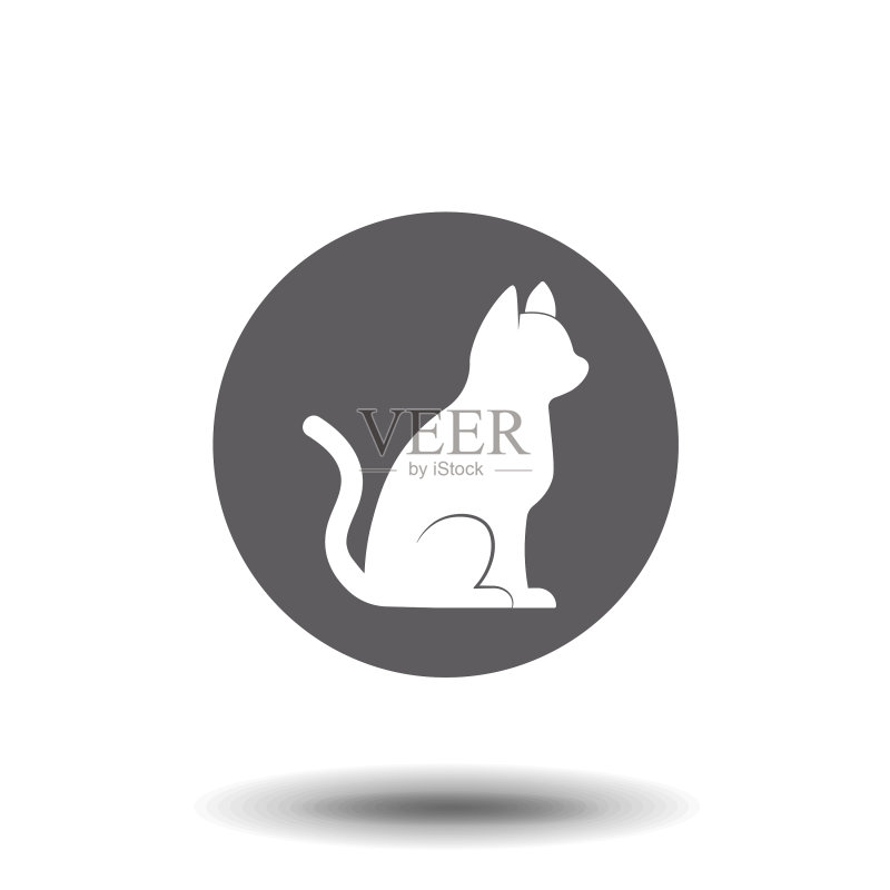 优雅的黑猫剪影侧坐图标素材