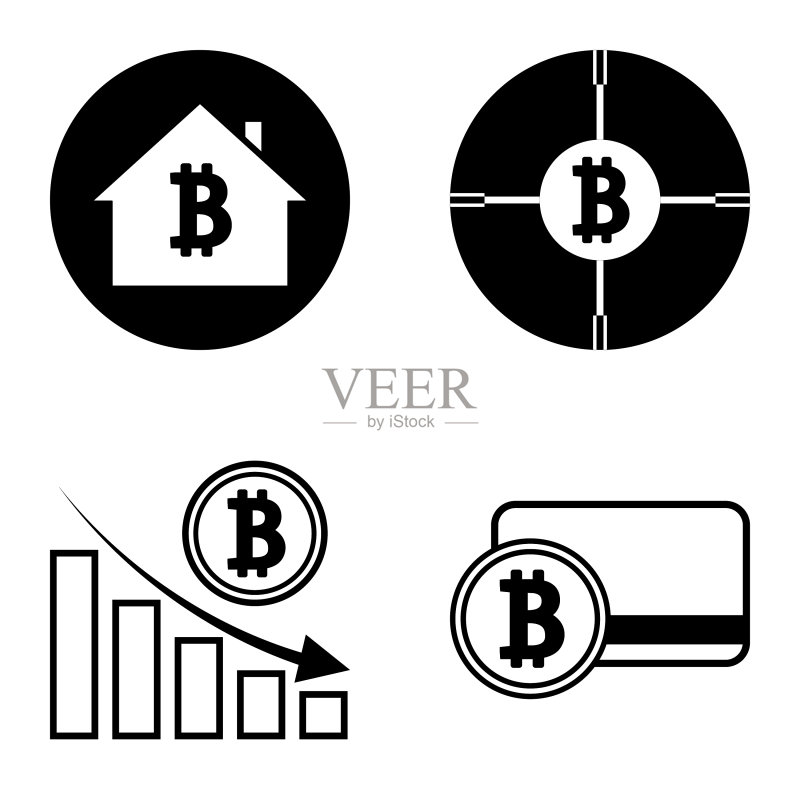 Bitcoins1-2平面图标设置在白色隔离图标素材