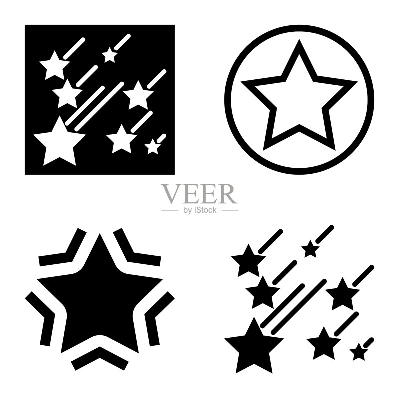 星星平面图标设置孤立在白色背景图标素材