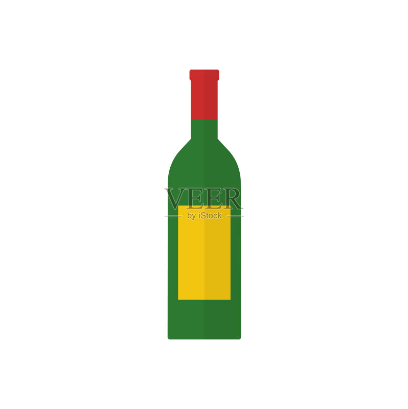 绿色扁平风格酒瓶图标图标素材