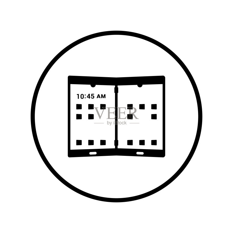 双屏折叠智能手机图标黑色矢量图形图标素材
