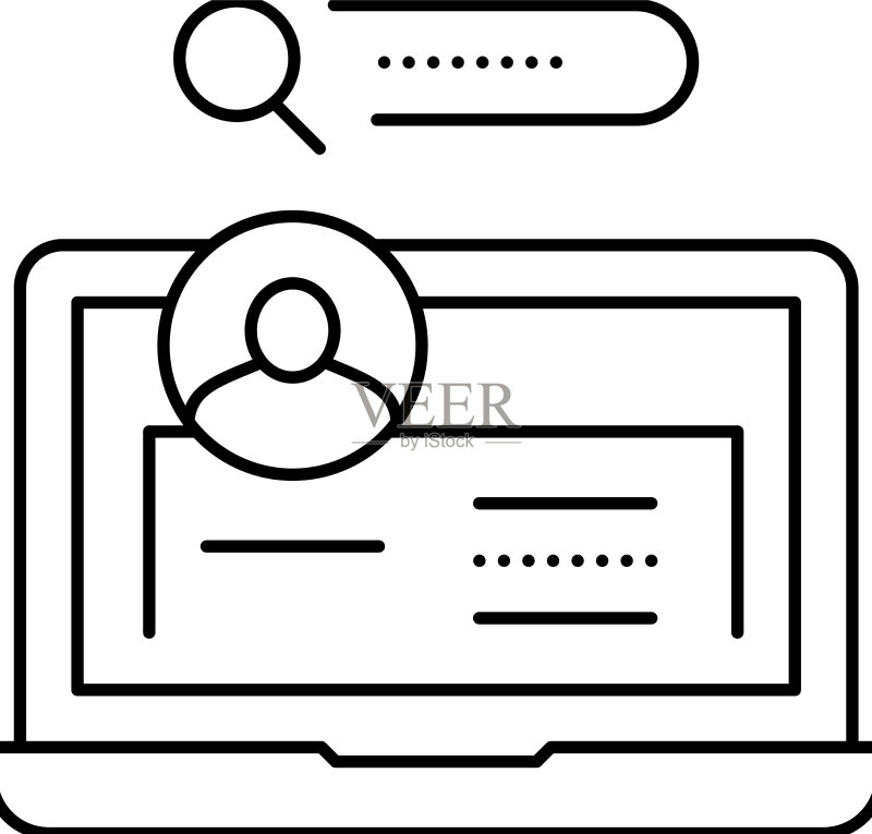 用户登录笔记本电脑密码线性图标图标素材