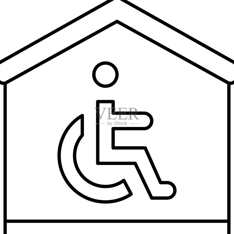 残疾人房屋线性图标图标素材