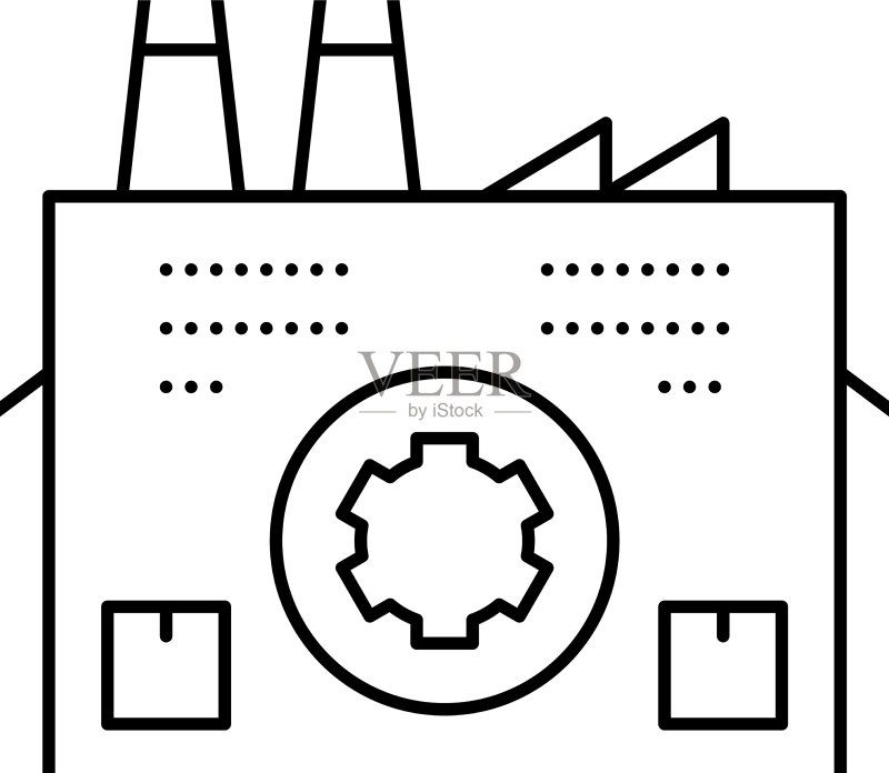 工业工厂建筑线条图标图标素材