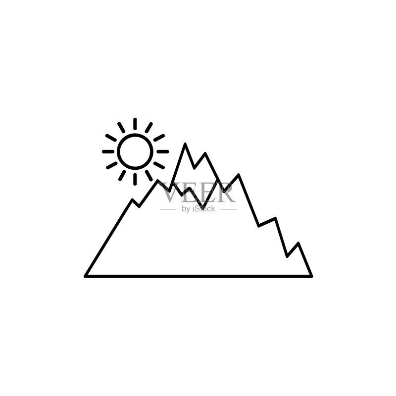 极简单线条山峰图标图标素材