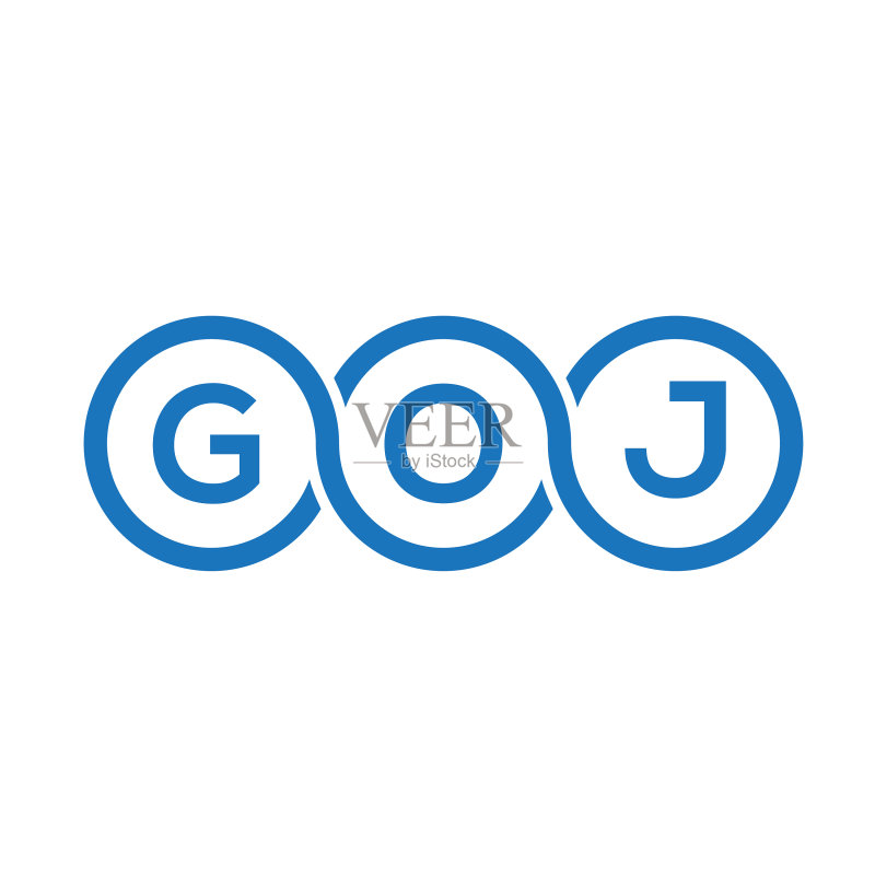 白色背景上的goj字母标志设计图标素材
