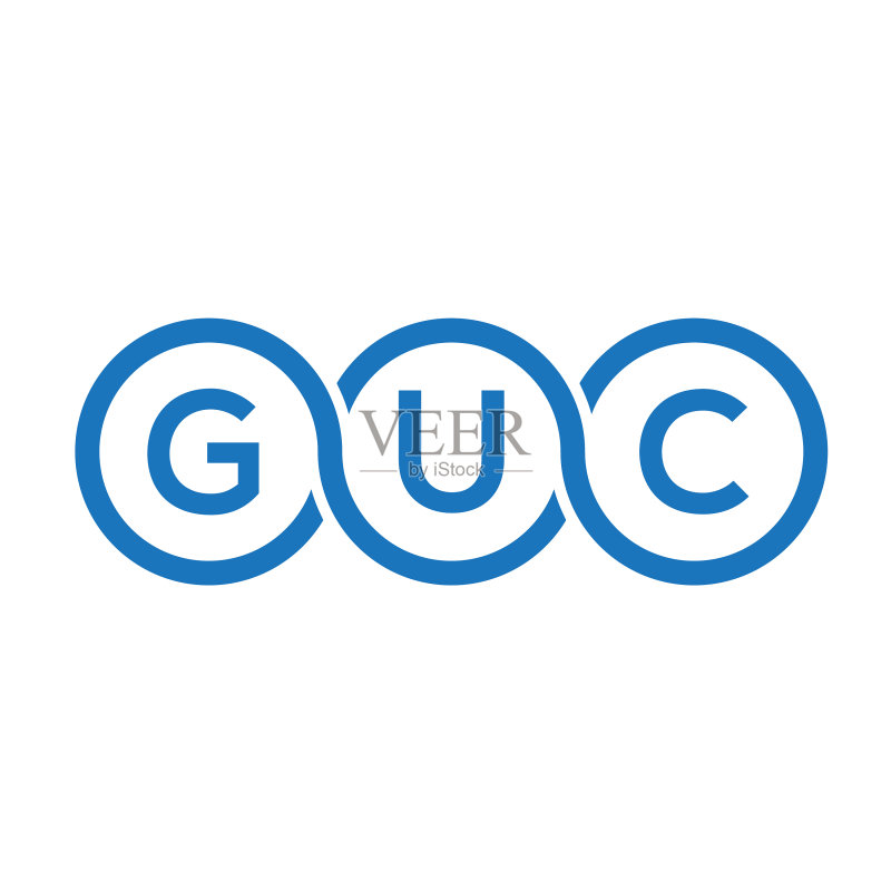 白色背景上的GUC字母LOGO设计图标素材