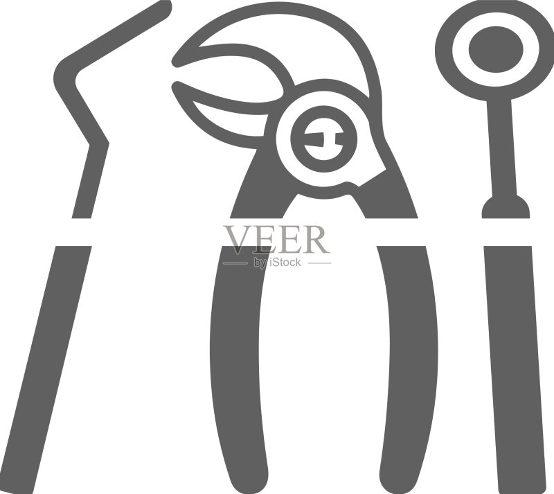 牙科手术工具灰色图标图标素材