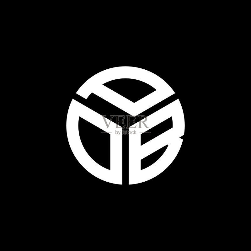 黑色背景上的Pob字母标志设计图标素材