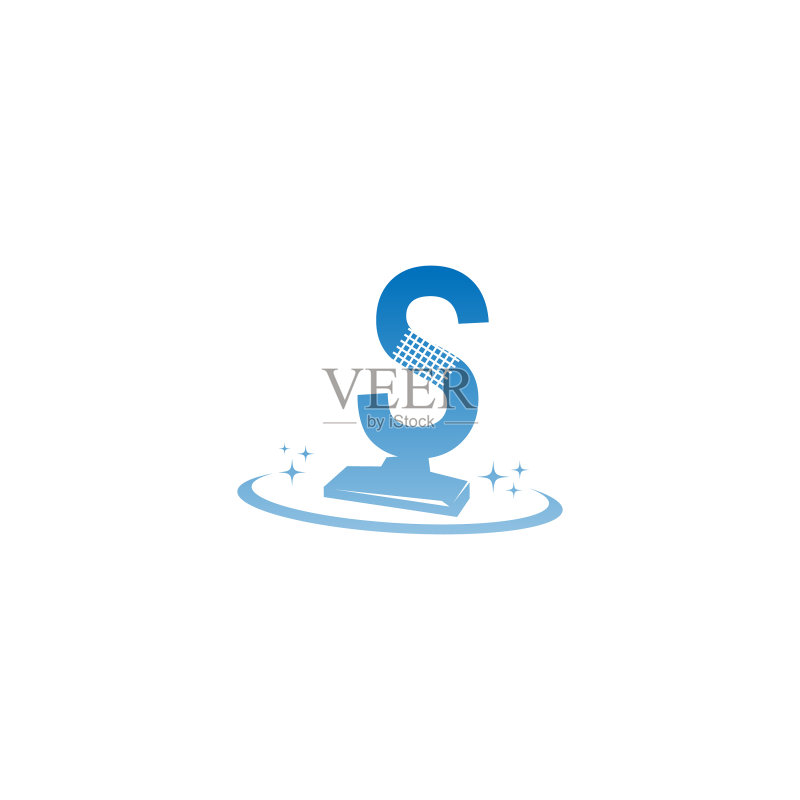 带有字母S图标的清洁服务Logo模板图标素材