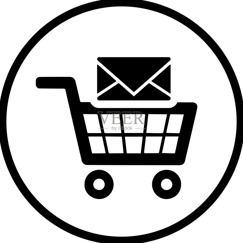 黑色电子邮件购物图标图标素材