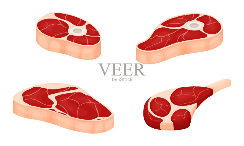 带脂肪层的生肉块合集图标素材