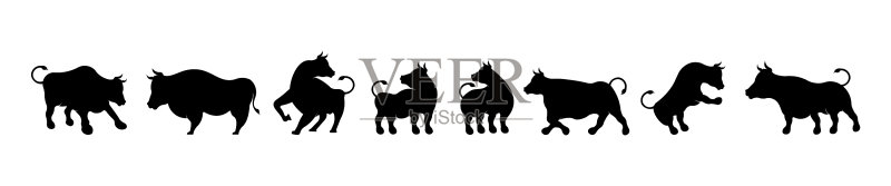 公牛和母牛轮廓合集图标素材