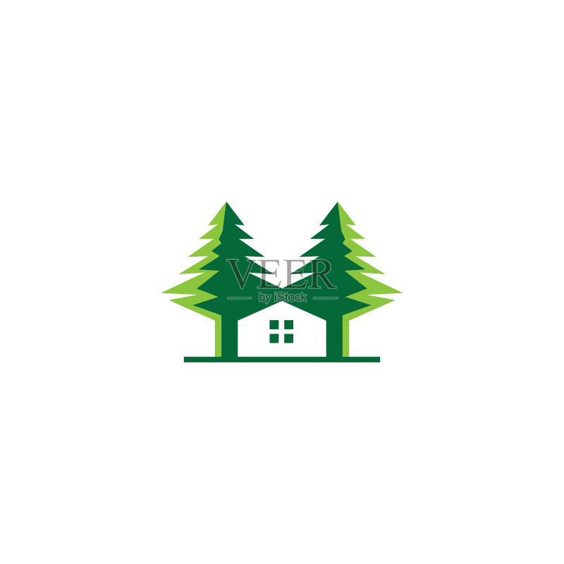 绿色树屋Logo设计图标素材