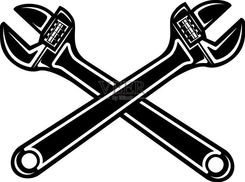 用于logo设计的交叉水管扳手元素图标素材