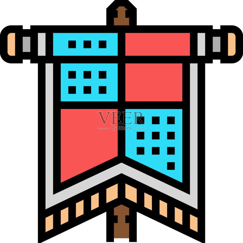中世纪彩色旗帜图标图标素材