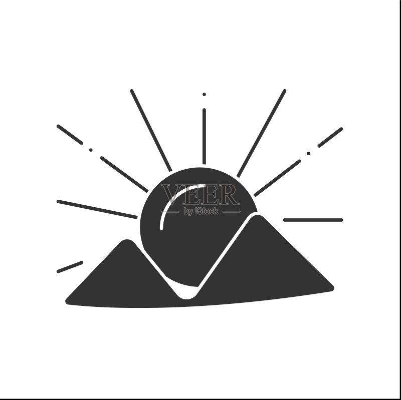 山日落的glyph图标图标素材