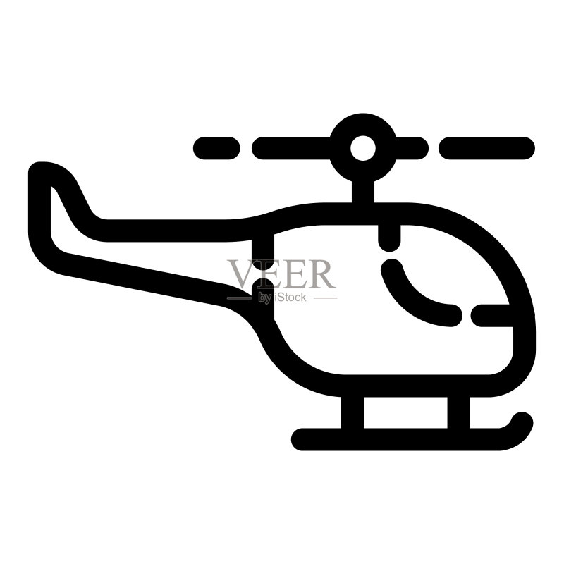 白色背景上的直升机扁平图标图标素材