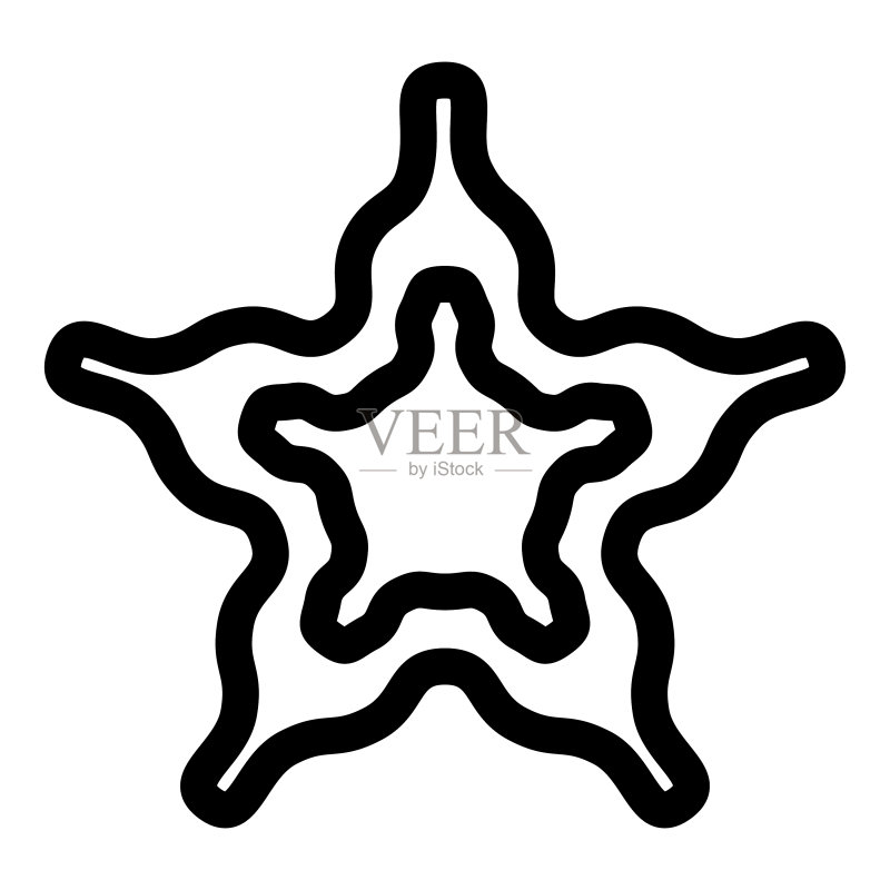 白色背景上的波浪星抽象扁平图标图标素材