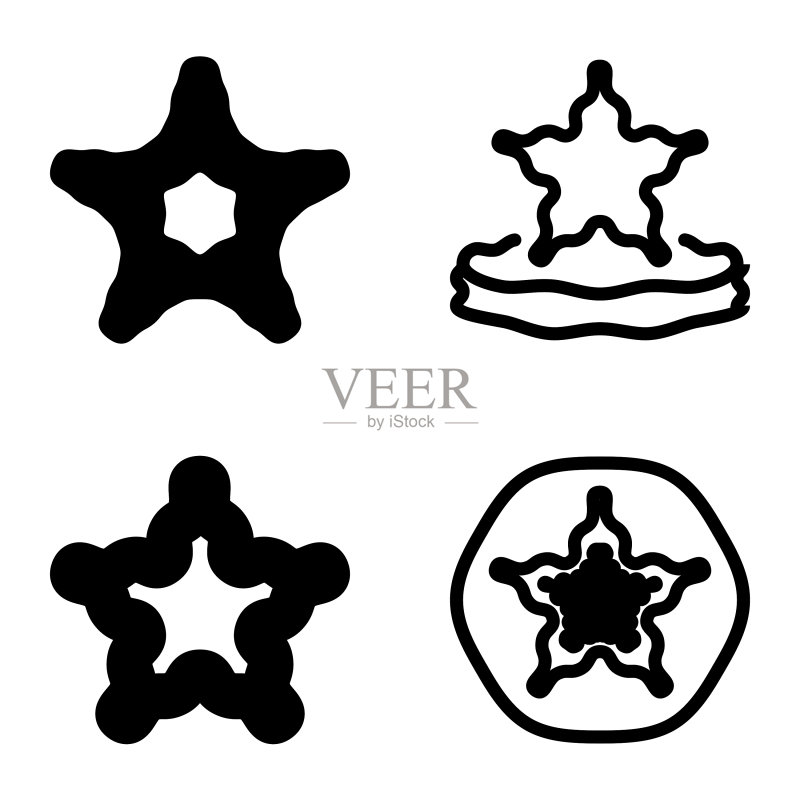波浪星星扁平图标集合（白色背景）图标素材