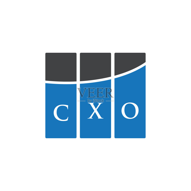 CXO字母标志设计，黑色背景图标素材