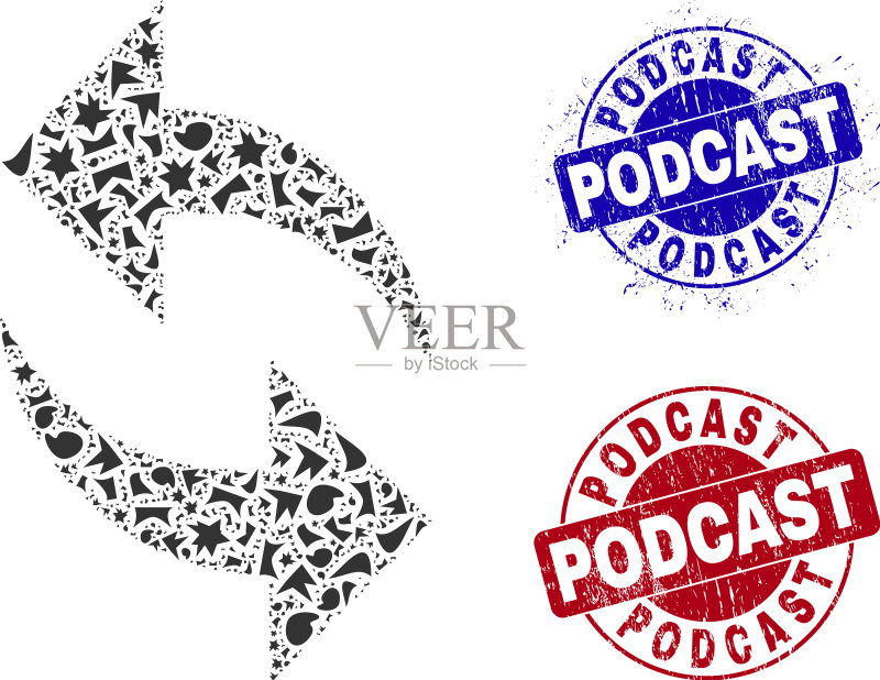 带有Podcast划痕的分数马赛克刷新图标素材