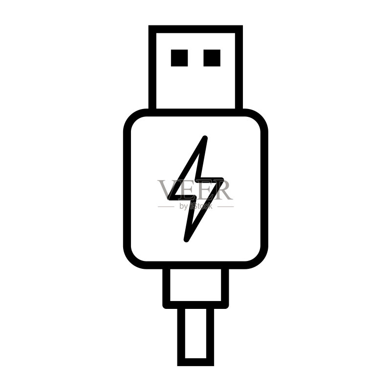 USB插头电缆图标，科技连接设备图标素材