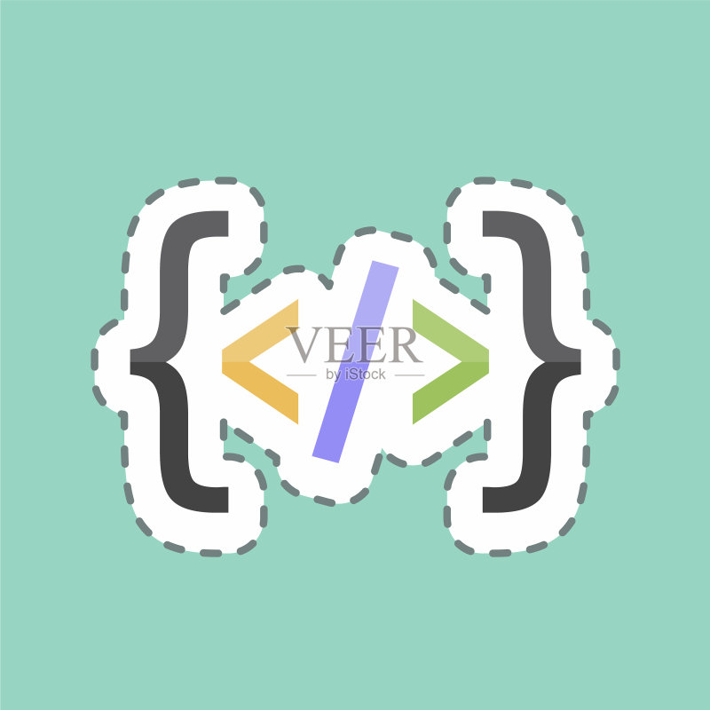 直线切割贴纸：编程图标素材