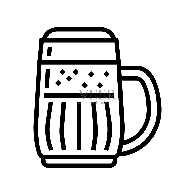 黑啤酒杯线条矢量插画图标素材