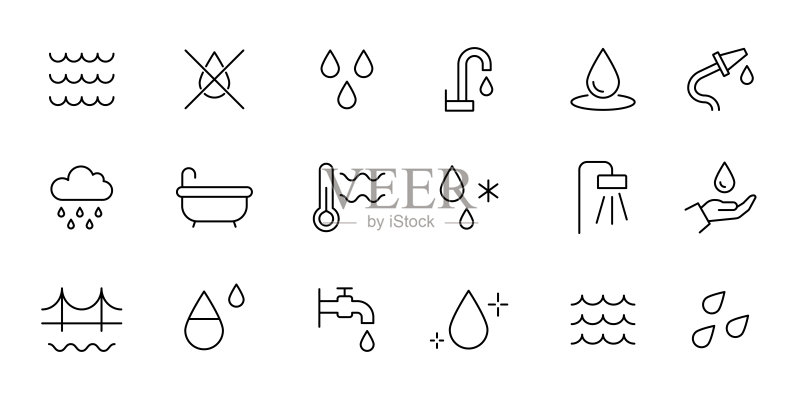 水滴线性图标集图标素材