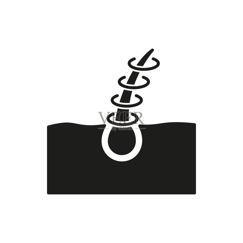 头发修复概念轮廓图标：头发保护图标素材
