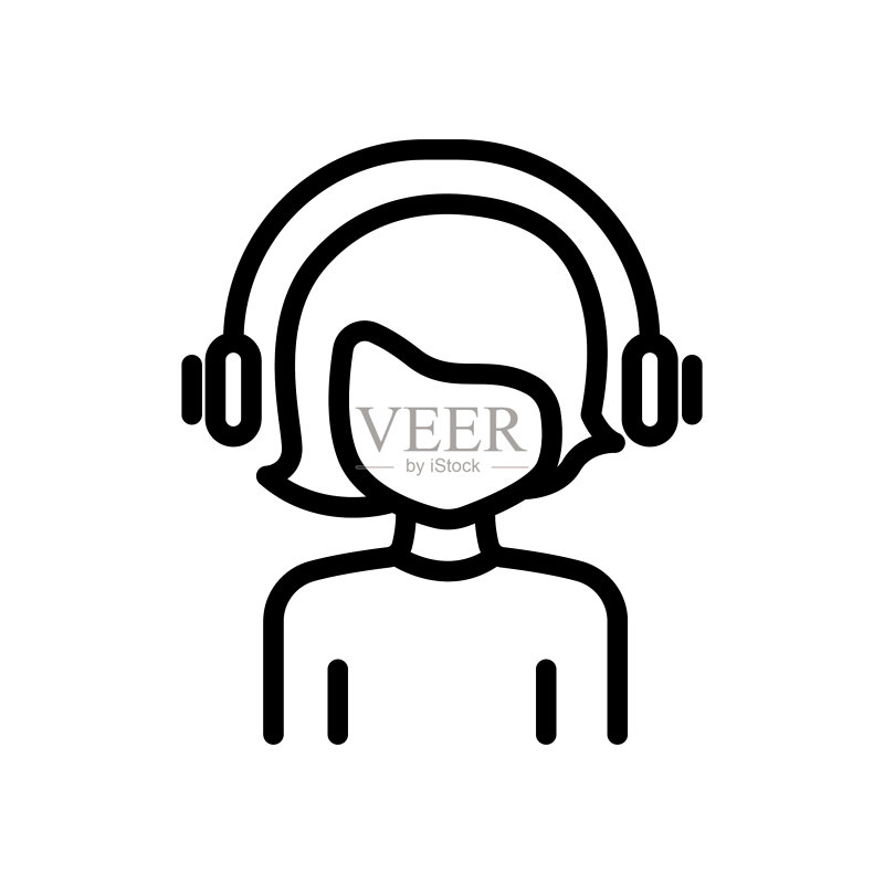 戴耳机听音乐的人物图标图标素材