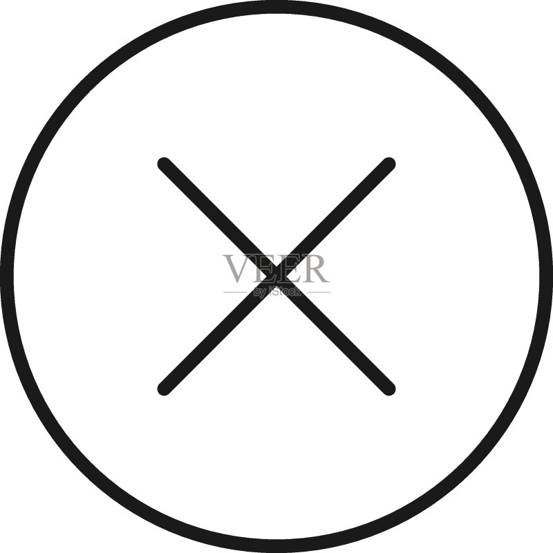 网站界面标志：极简风格圆形内叉号细线图标，适用于应用程序、网站和网页图标素材