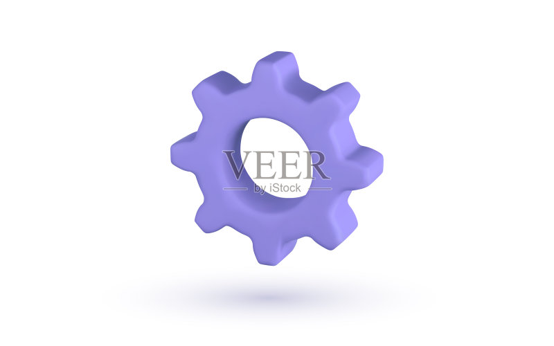 3D紫色齿轮设置符号图标素材