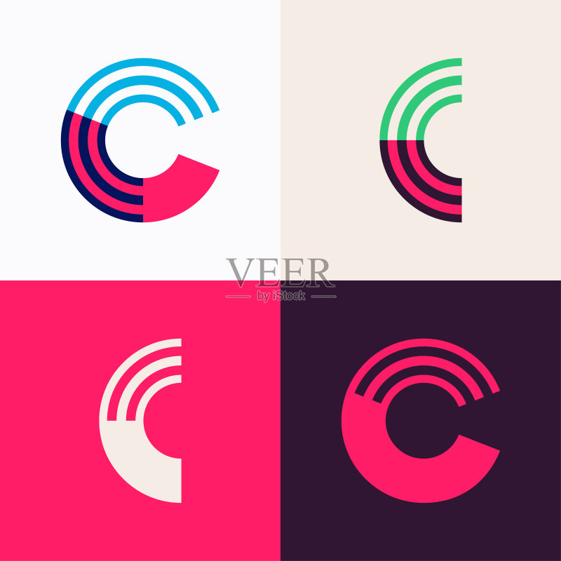 重叠线条C字母logo合集图标素材