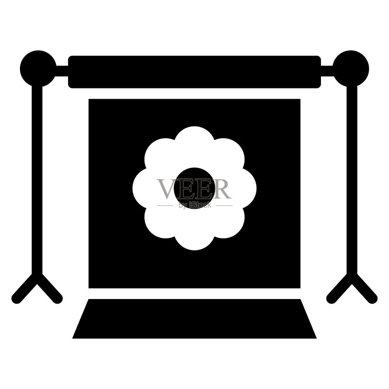 白色背景上的演播室窗帘标志图标图标素材