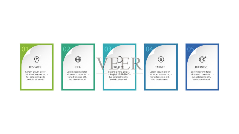 创意信息图表概念（五步）图标素材