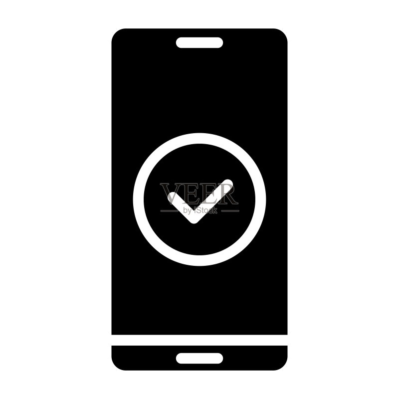 白色背景上隔离的智能手机矢量字形图标。用于Web、移动应用程序和UI设计的智能手机库存矢量图标图标素材