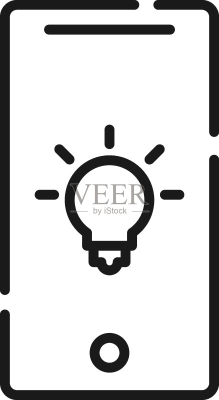 手机展示矢量线条灯泡图标图标素材