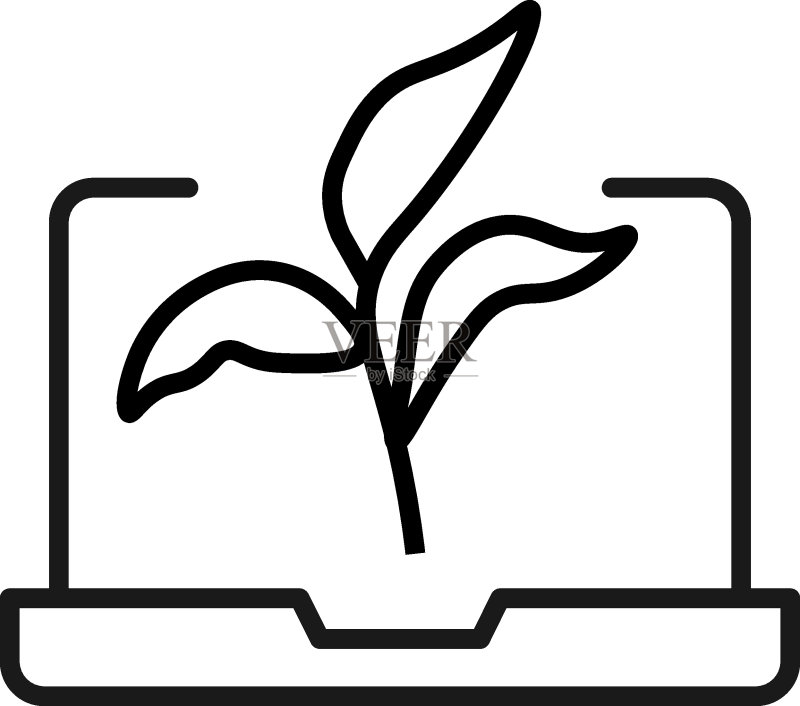 笔记本电脑上的植物矢量图标图标素材