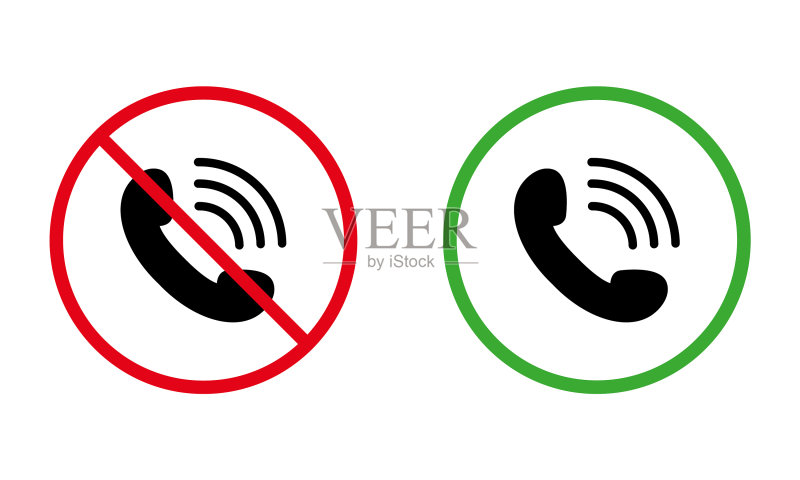 电话听筒呼叫黑色轮廓图标集：未接来电图标素材
