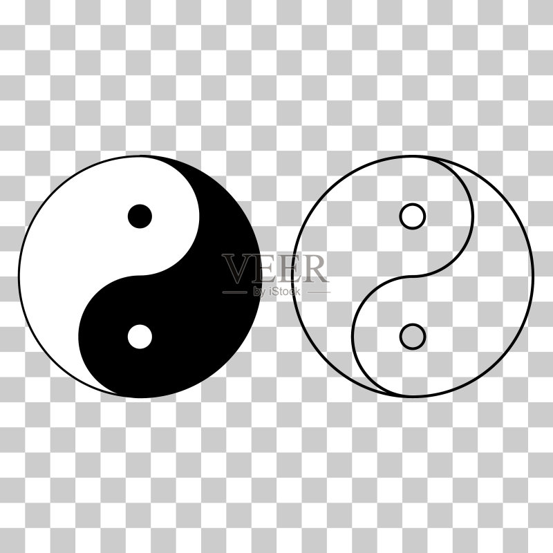 和谐与平衡的阴阳符号线稿图标素材
