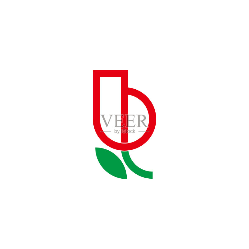 字母B红玫瑰花符号logo图标素材
