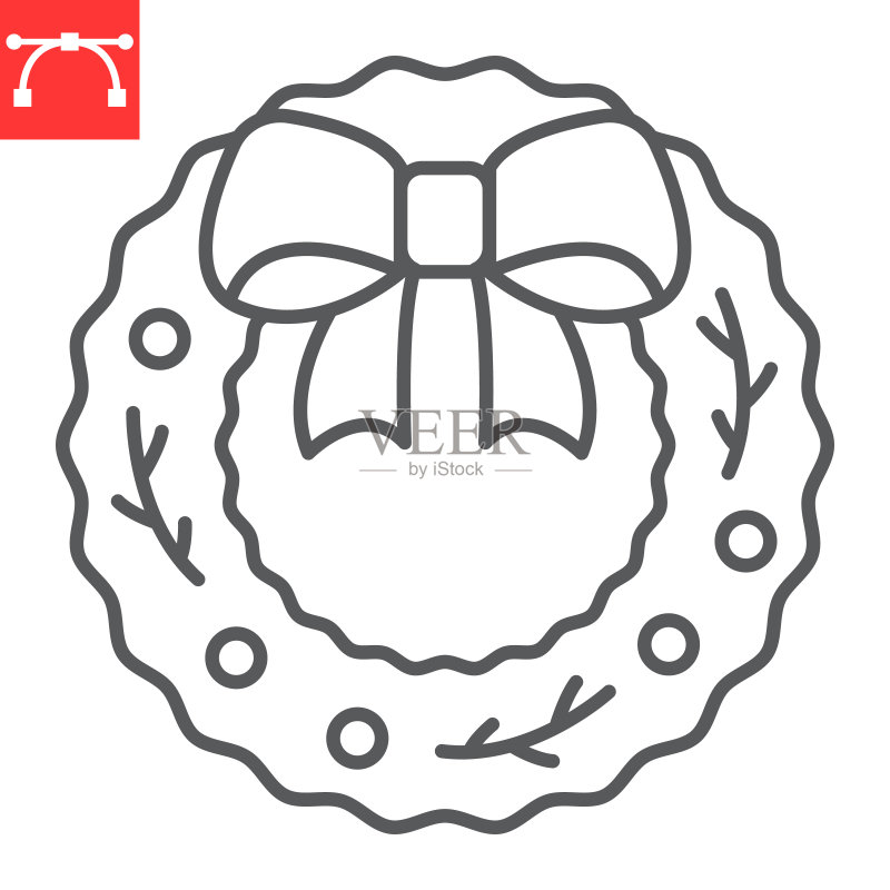 圣诞花环线性图标图标素材