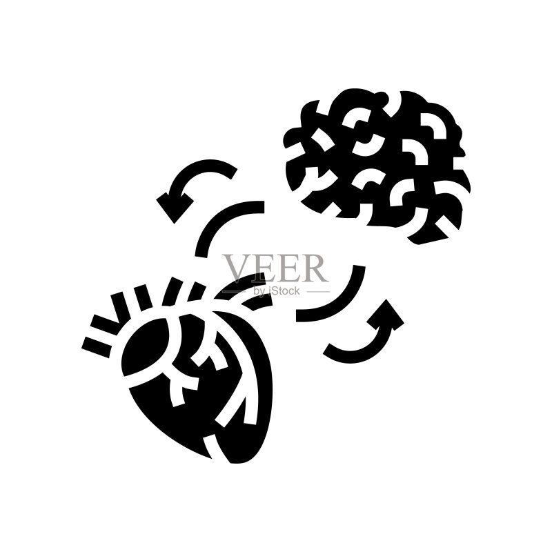 压力反射心脏和脑部标志矢量图图标素材