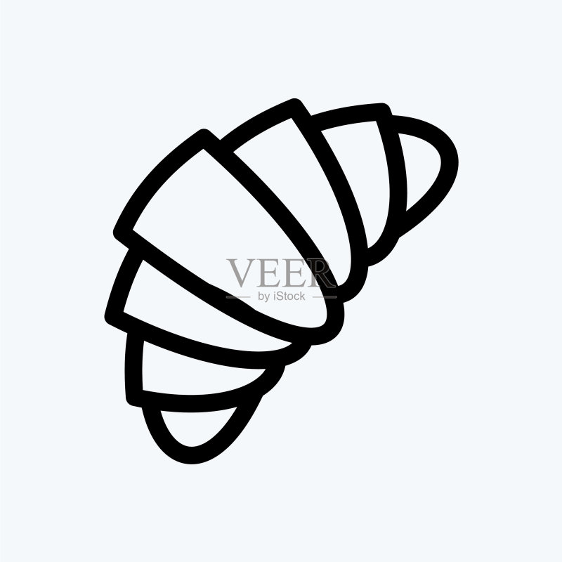 羊角面包图标，适用于面包店，线条图标素材