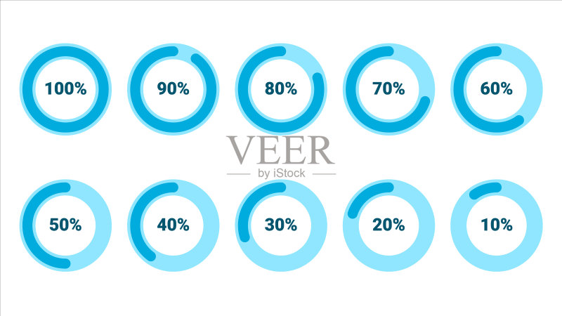 10%到100%百分比信息图图标素材