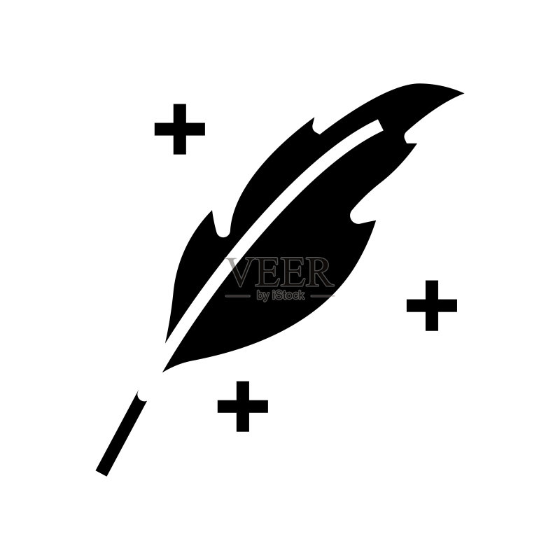 轻盈羽毛柔软蓬松的轮廓图标矢量插画图标素材