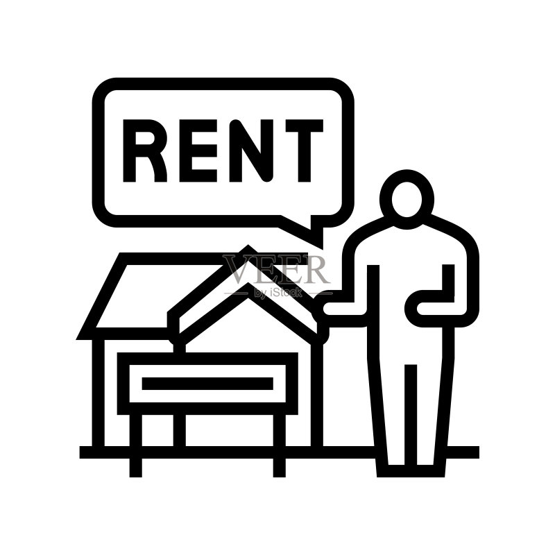房屋租赁者房产住宅线条图标矢量图图标素材