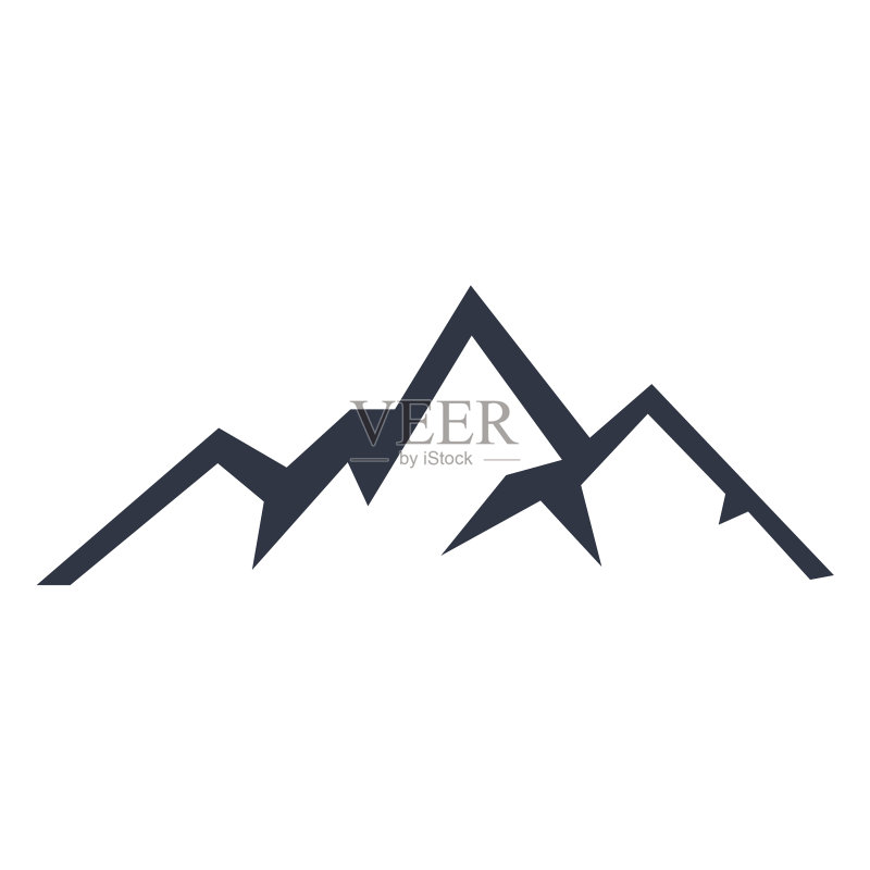 高山雪地徒步登山图标素材